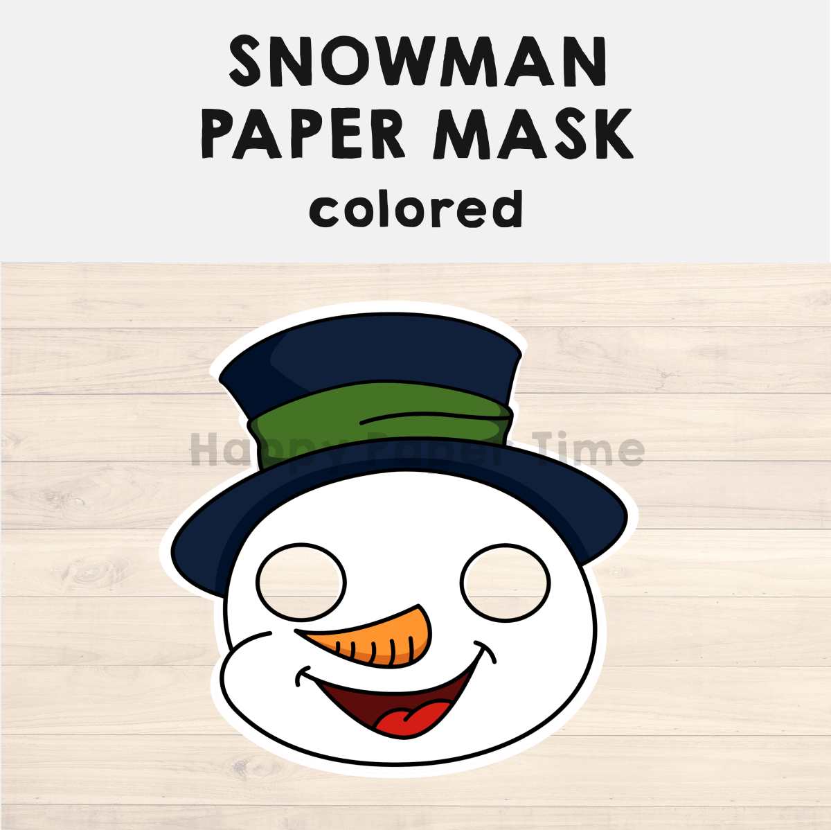 Snowman paper mask printable christmas costume craft activity winter made by teachers