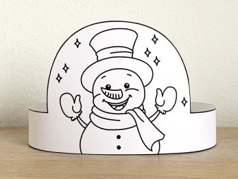 Snowman coloring paper hat winter printable kids craft