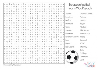Soccer word search