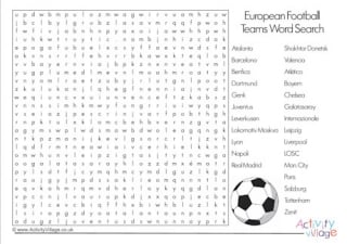 Soccer word search