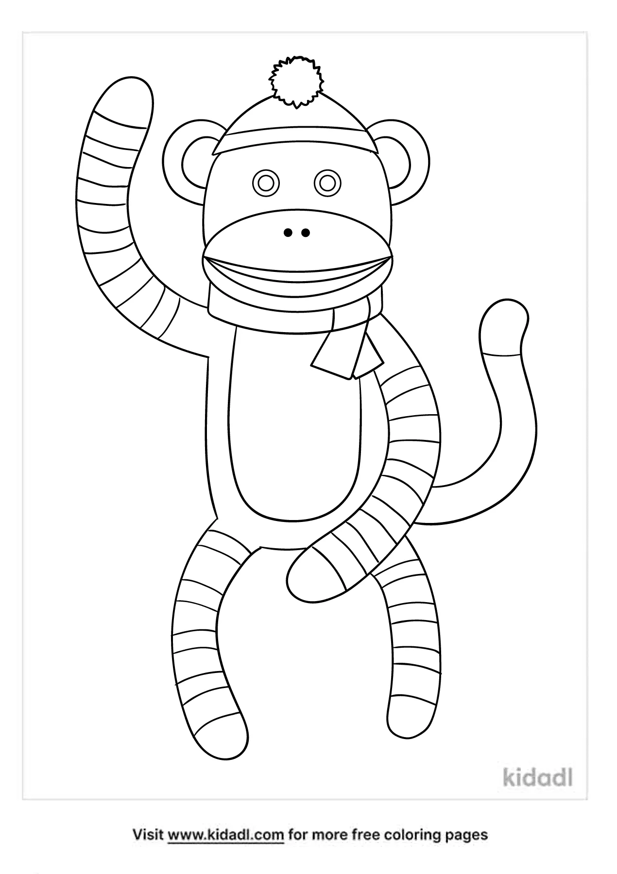 Free sock monkey coloring page coloring page printables