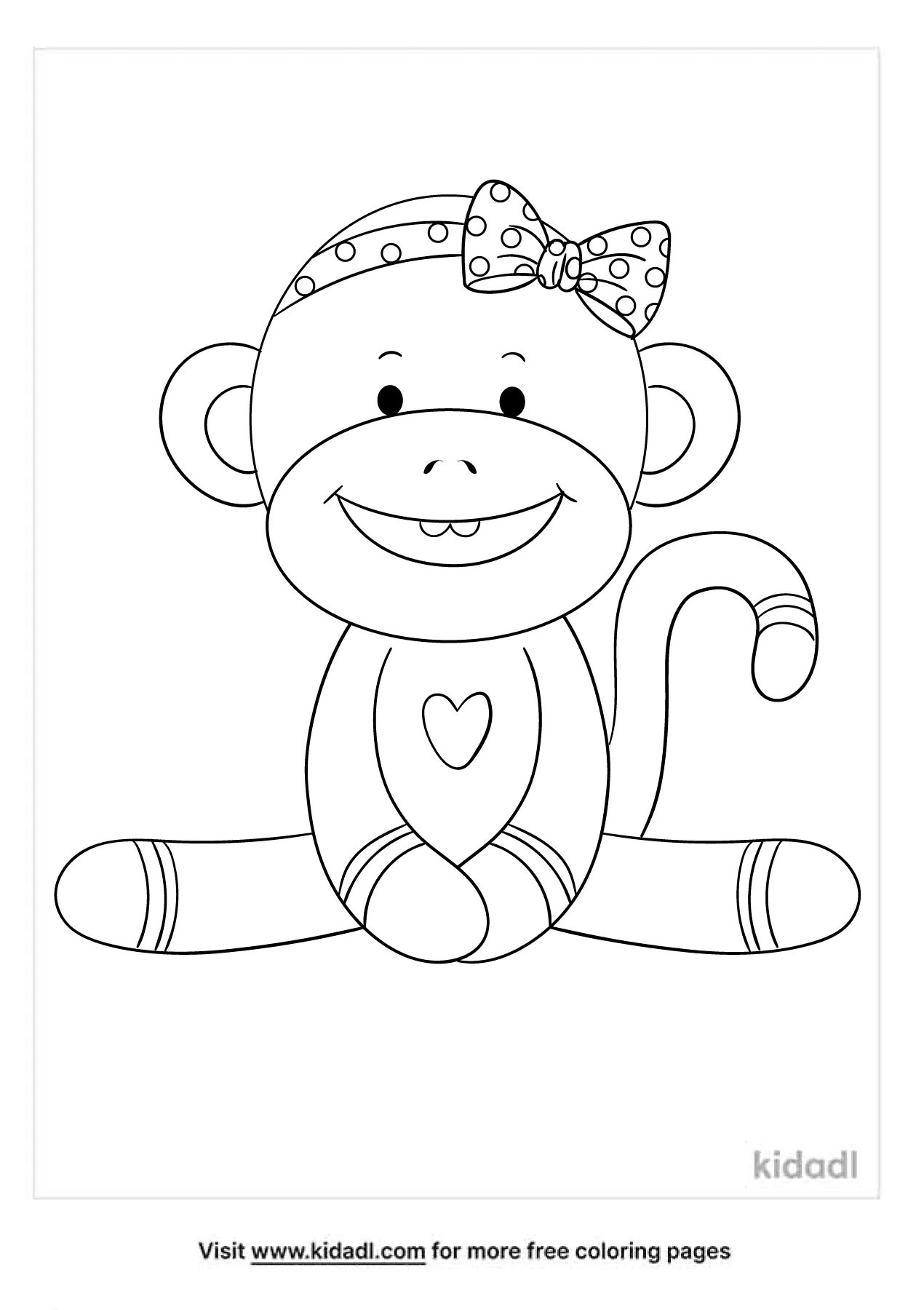 Free sock monkey coloring page coloring page printables