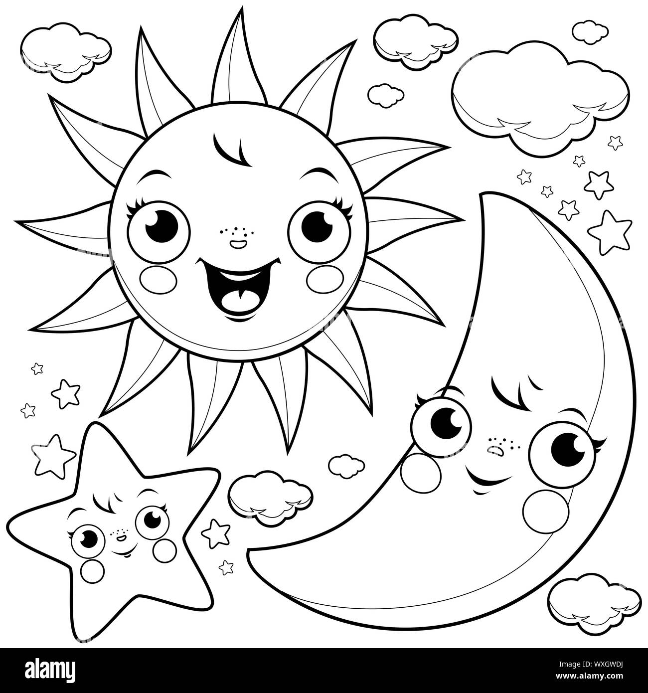 Luna sol trella para colorear fotografãas e imãgen de alta roluciãn