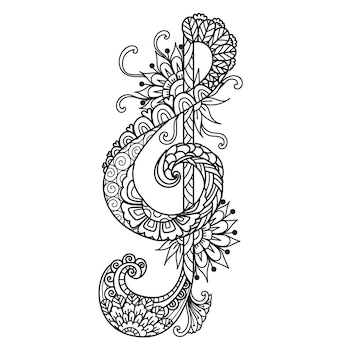 Clave de sol de mandala para imprimir en el producto grabar cortar en papel cortar con lãser o colorear una pãgina para adultos ilustraciãn vectorial vector premium