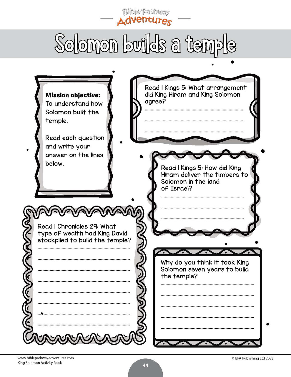 King solomon activity book