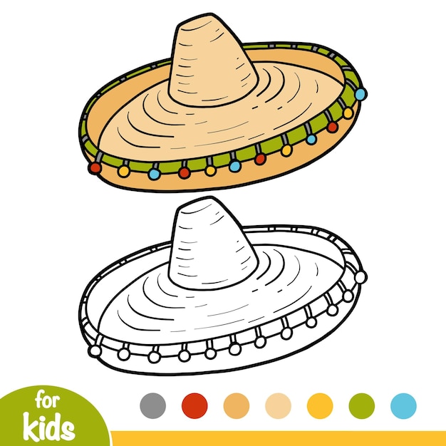 Premium vector coloring book cartoon headwear sombrero