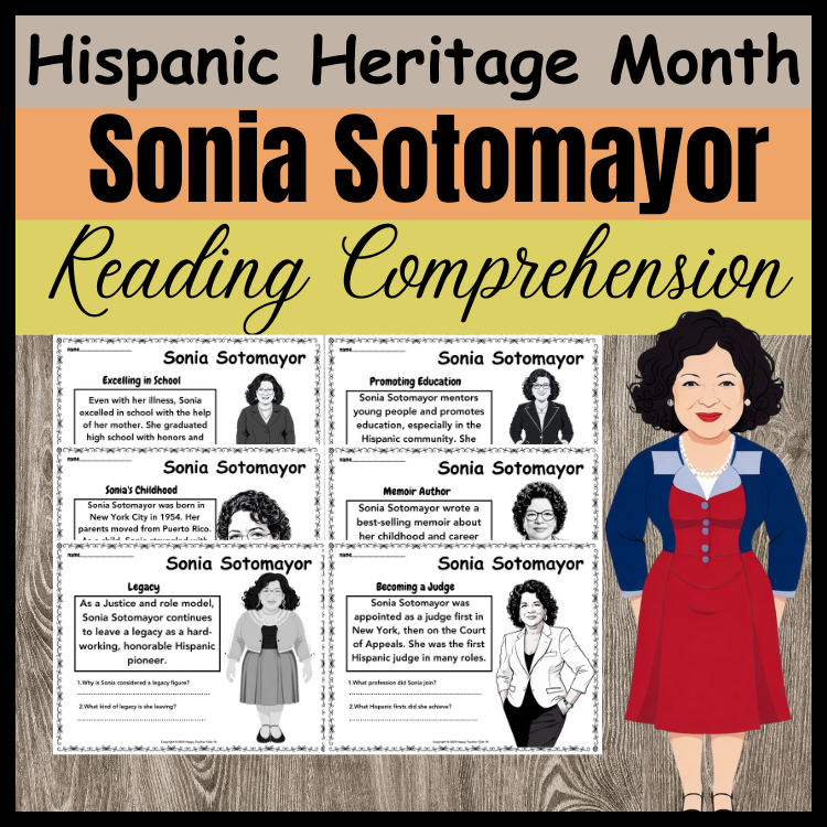 Hispanic heritage month sonia sotomayor reading prehension made by teachers