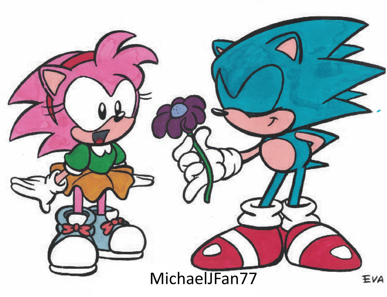 Sonic and amy coloring page done with ohuhu marker by michaeljfan on