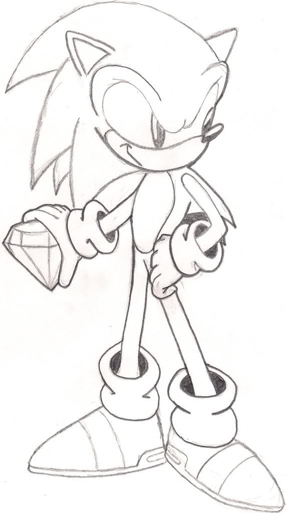 My sonic with a chaos emerald drawing by xxspikethehedgehogxx on