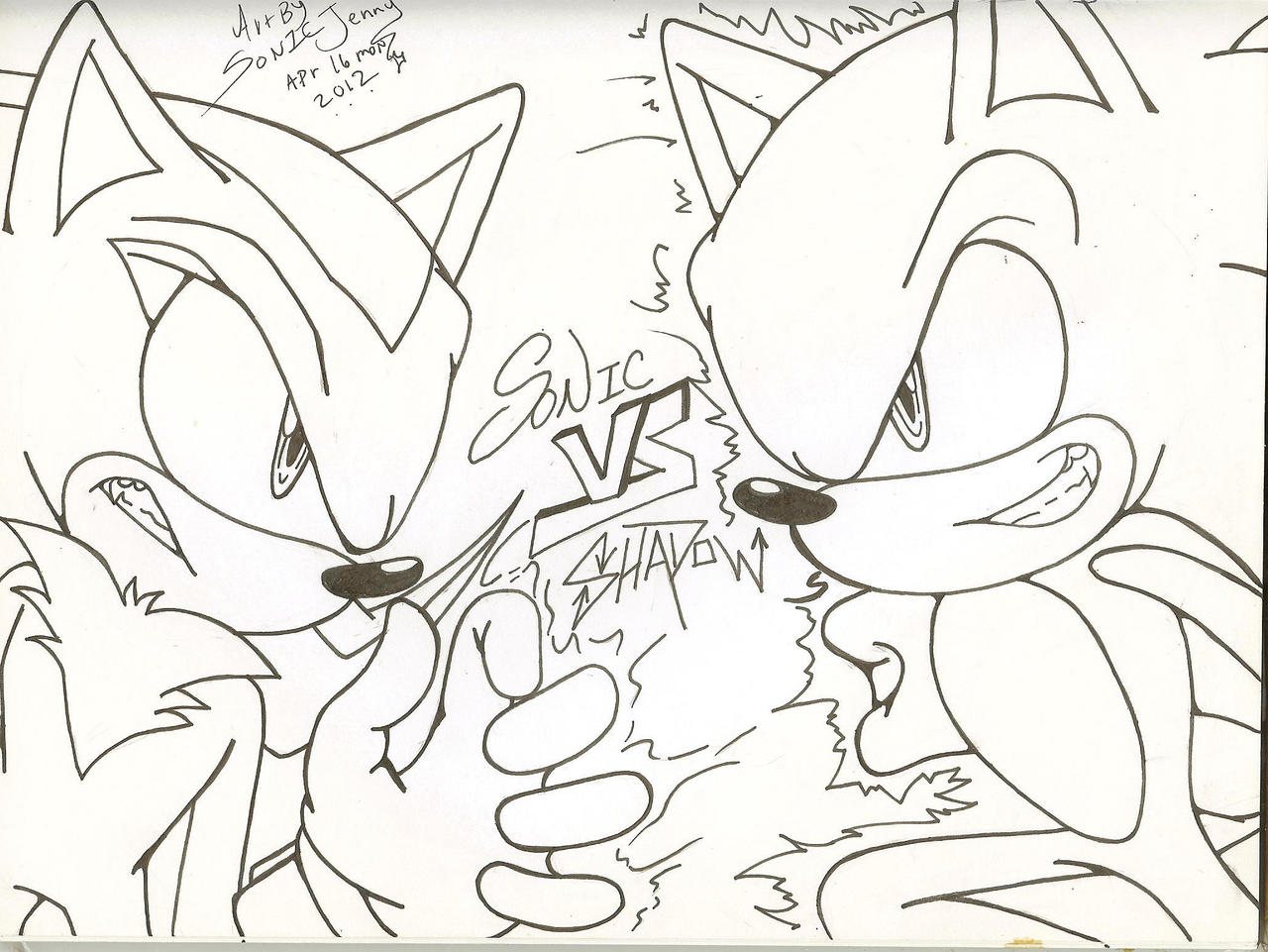 Old artsonic vs shadow by sonicjenny on