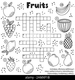 Black and white crossword puzzle game for kids about transport stock vector image art