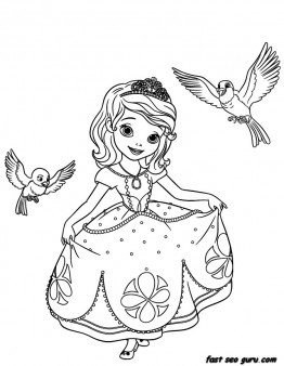 Printable disney princesses sofia the first coloring pages