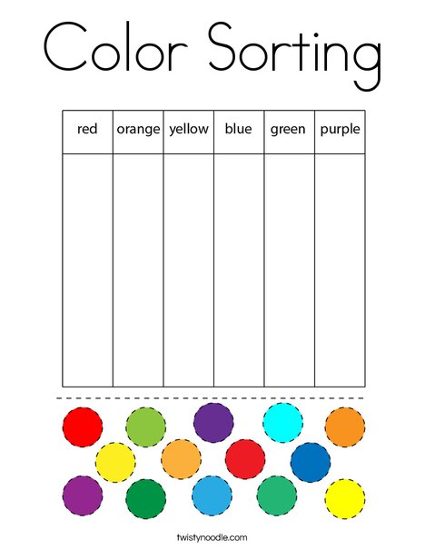 Color sorting coloring page