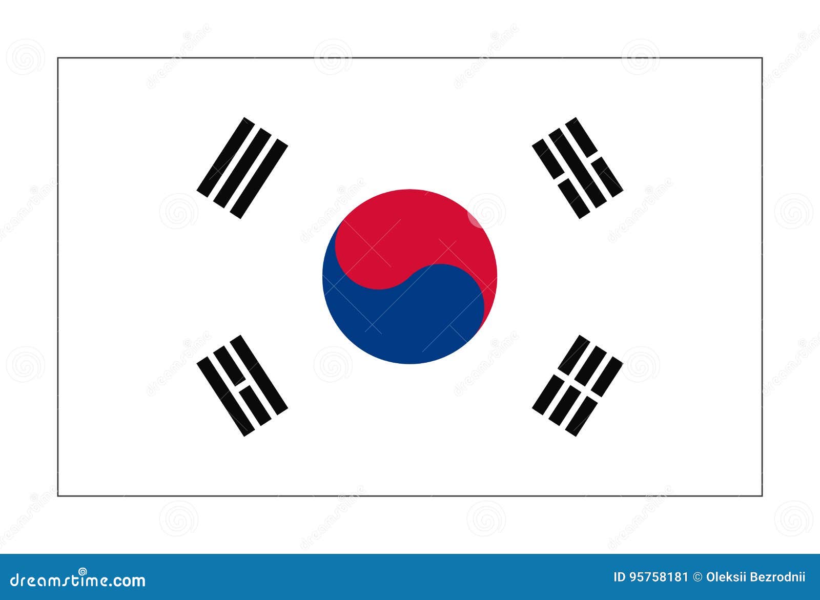 Flag of republic korea stock vector illustration of color