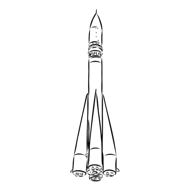 Premium vector hand drawn illustration of a geometric space shuttle design in dot art style with engraved elements sketch isolated on vintage background space rocket launch concept for start up release