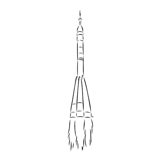 Premium vector hand drawn illustration of a geometric space shuttle design in dot art style with engraved elements sketch isolated on vintage background space rocket launch concept for start up release
