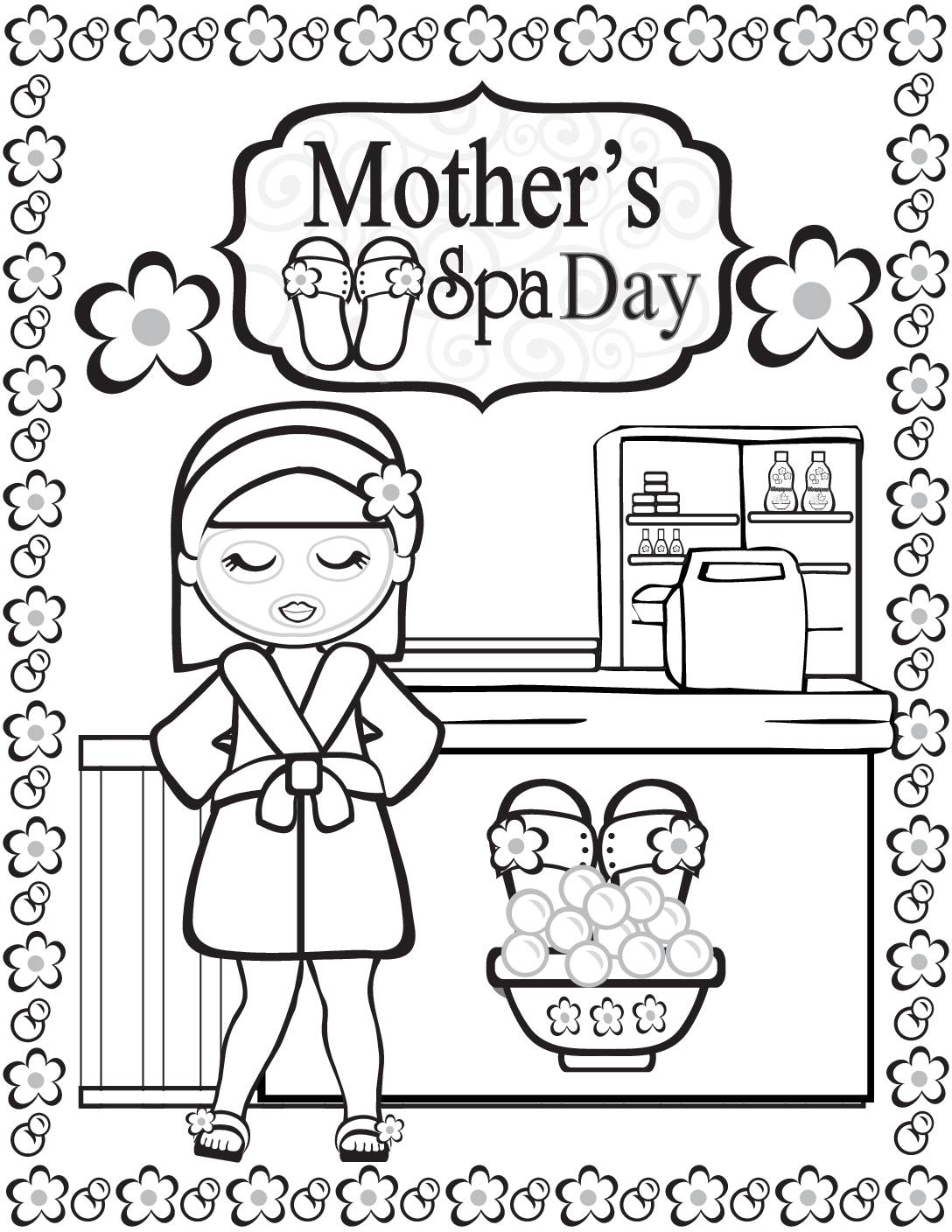 Coloring page moms spa day