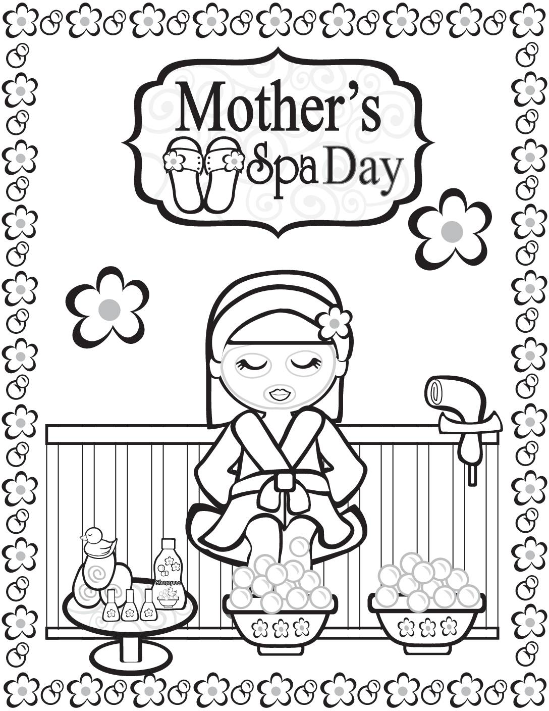 Coloring page moms spa day