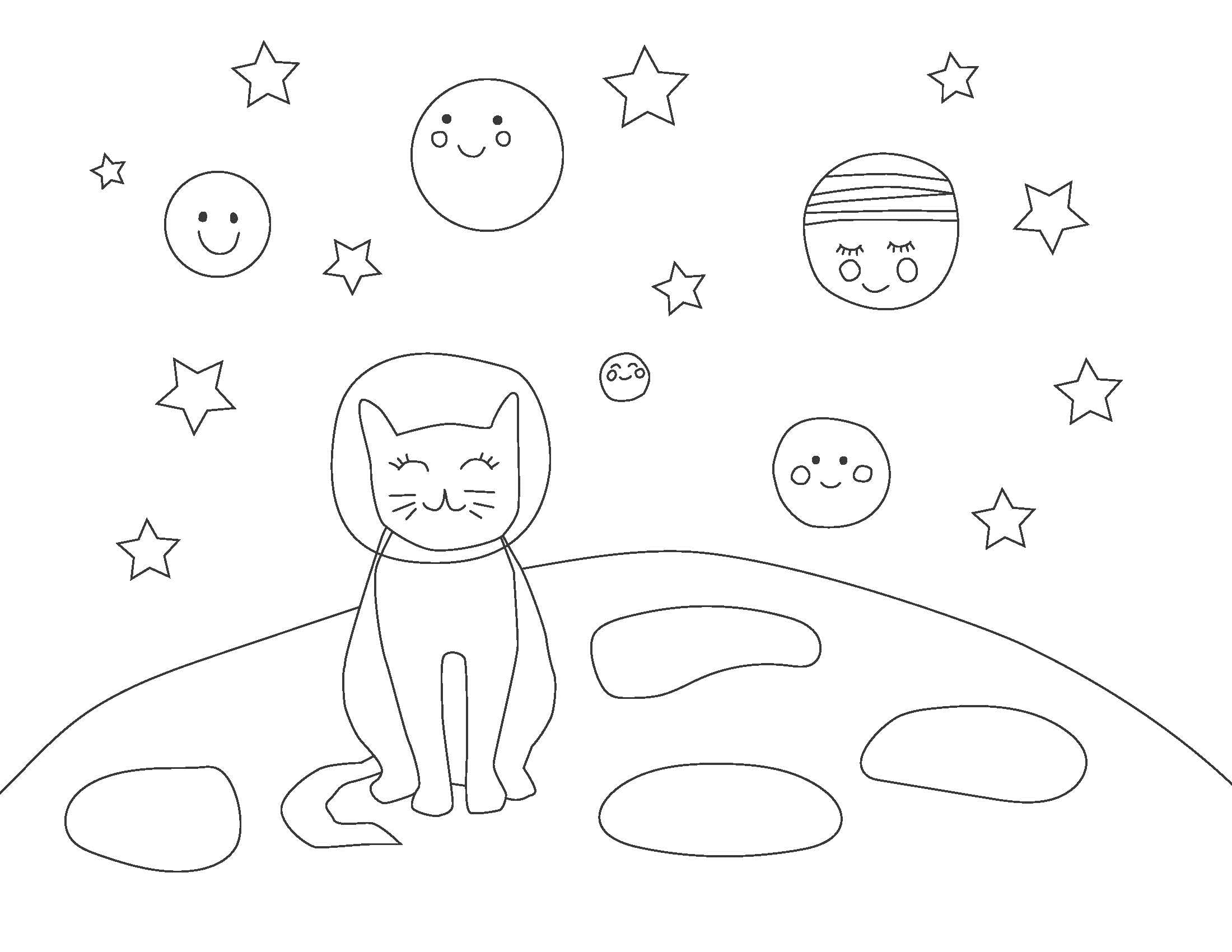 Space cats coloring pages â
