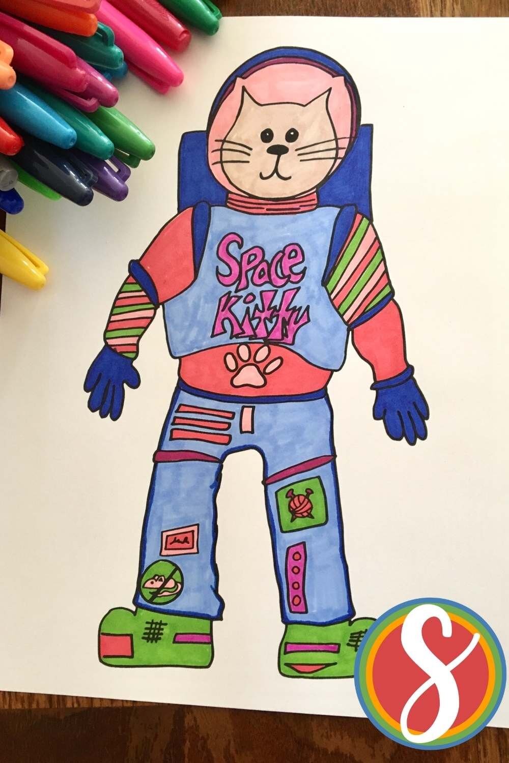 Space kitty free printable space cat coloring page from stevie doodles â stevie doodles