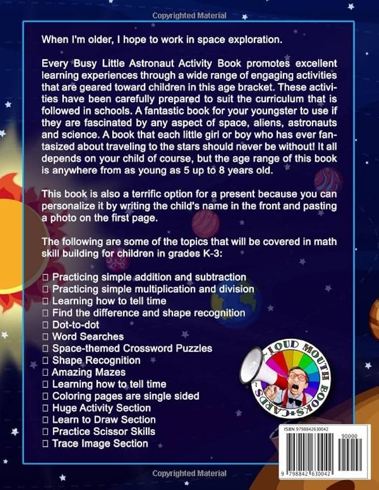 The busy little astronaut activity book k