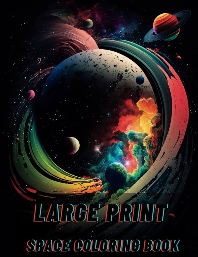 Large print outer space coloring by designs color odyssey
