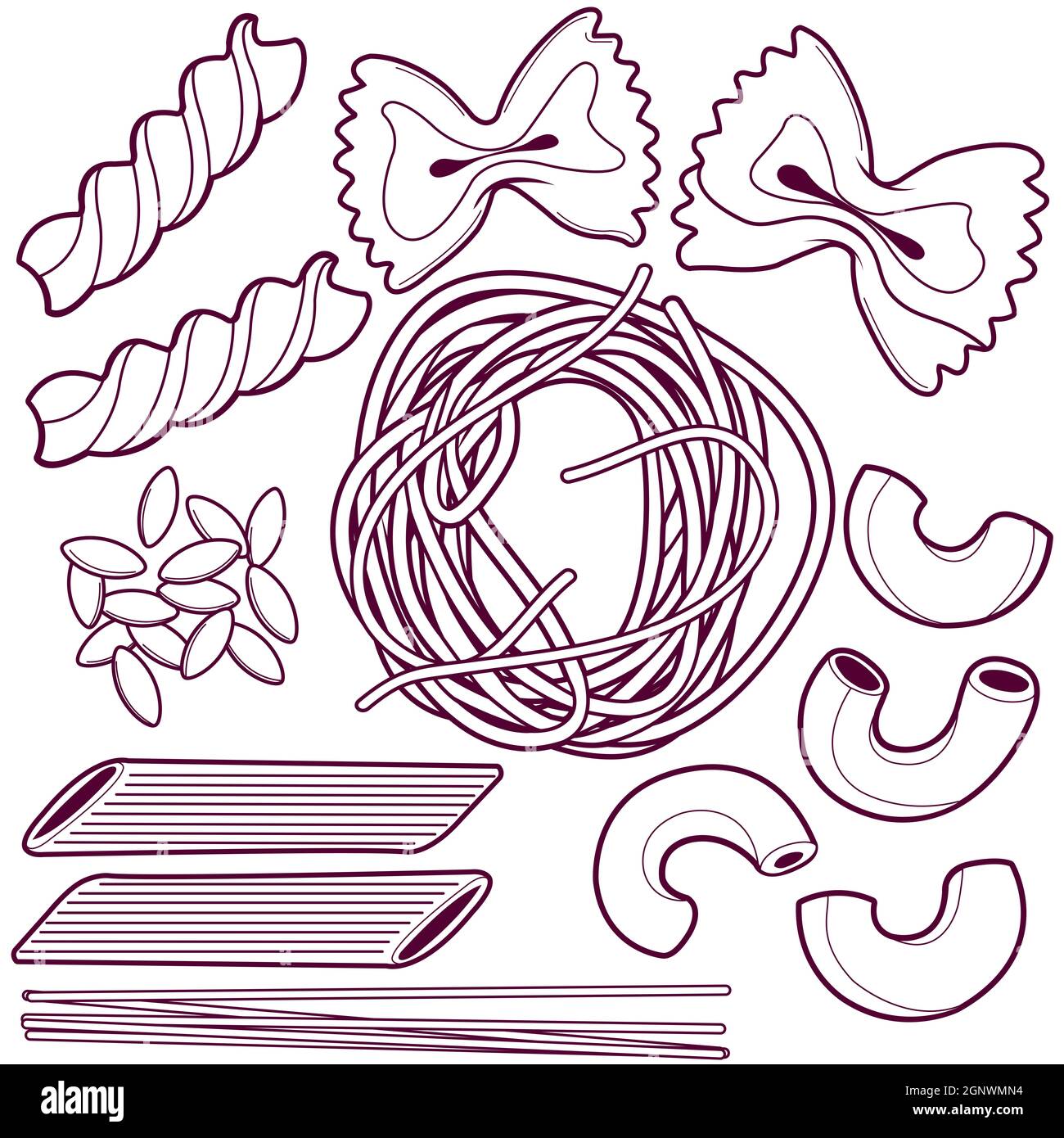 Spaghetti illustration black and white hi