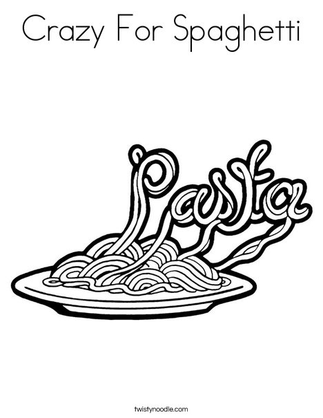Crazy for spaghetti coloring page