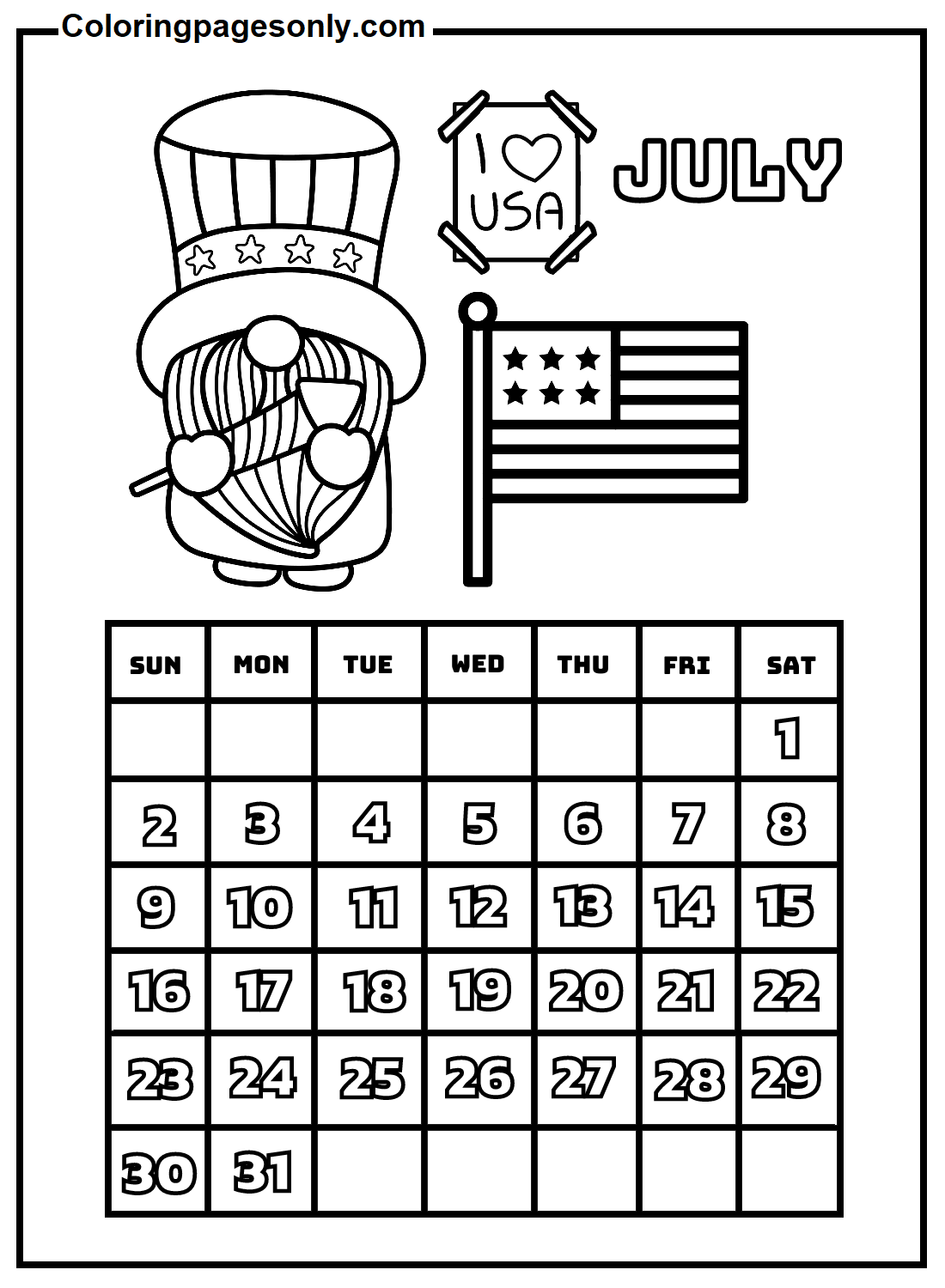 July coloring pages
