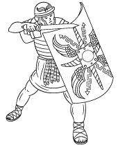 Spartan with a sword coloring page
