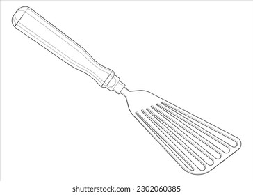 Coloring page culinary spatula isolated on stock vector royalty free