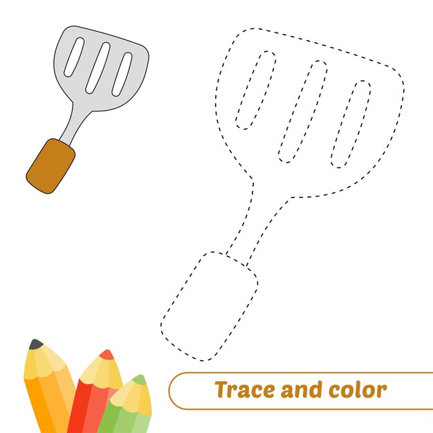 Premium vector trace and color for kids spatula vector