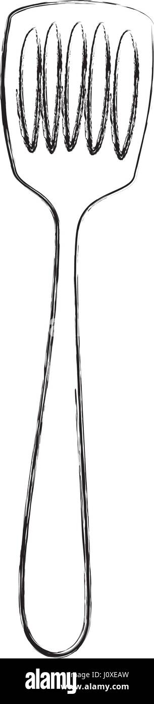 Monochrome sketch of frying spatula stock vector image art