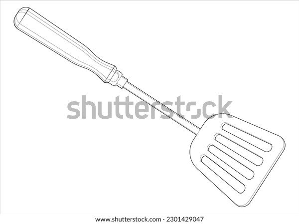 Coloring page culinary spatula isolated on stock vector royalty free
