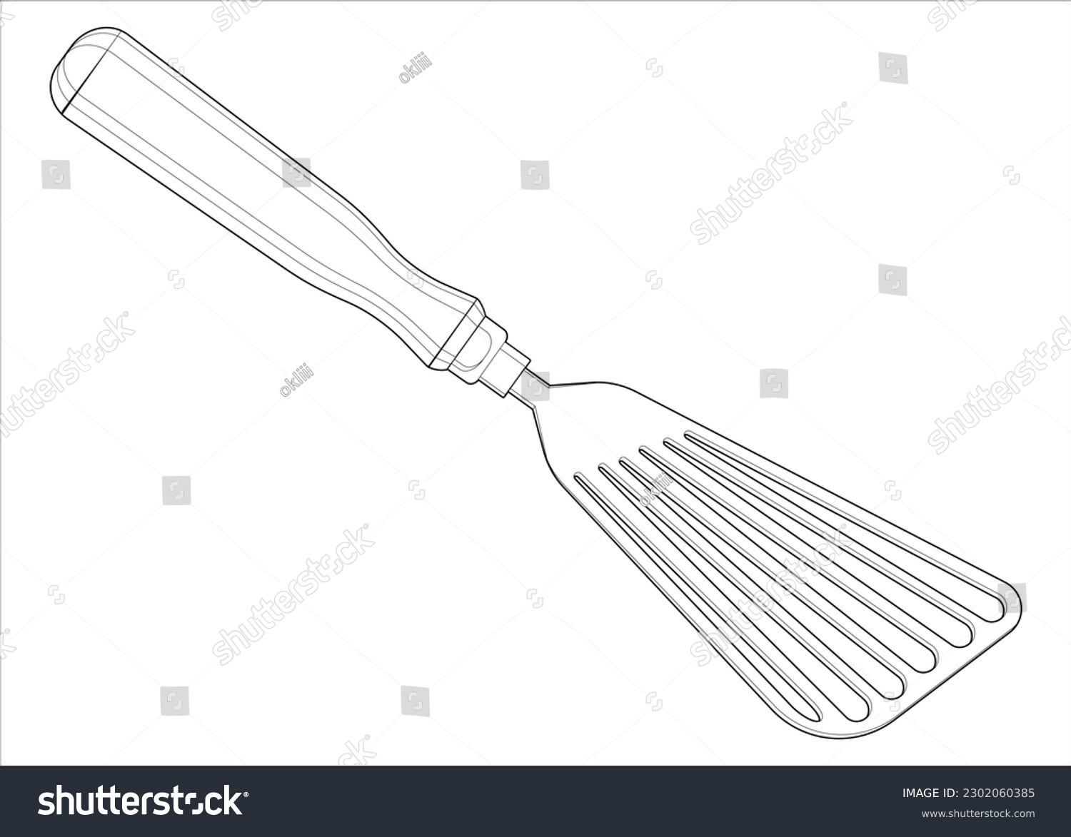 Coloring page culinary spatula isolated on stock vector royalty free