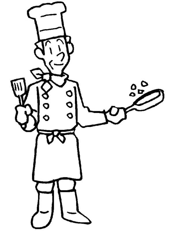 Master chef in munity helpers coloring page
