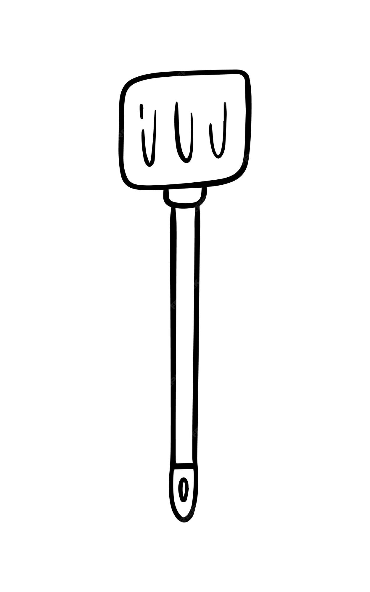 Premium vector silicone spatula dishes doodle linear cartoon coloring