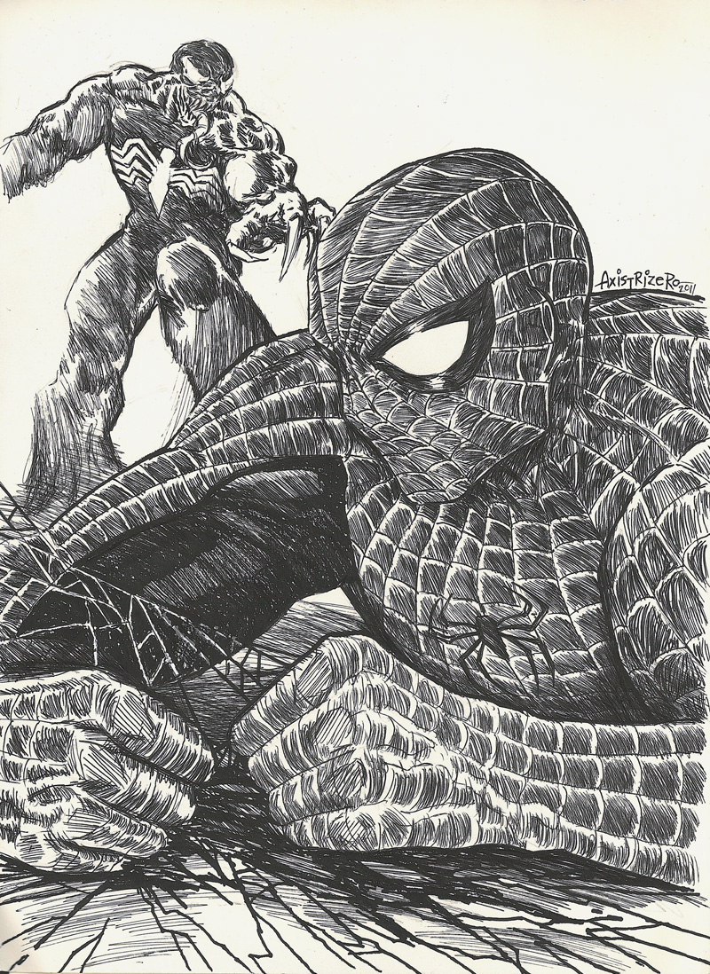 Spiderman vs venom by axis on