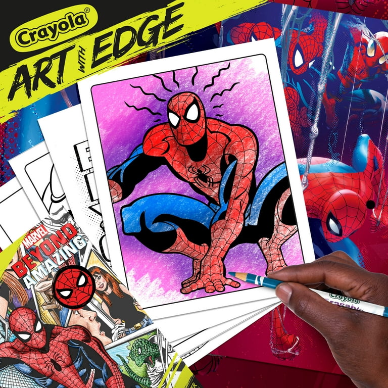 Crayola spiderman beyond amazing art with edge pages adult coloring gift for teens adults