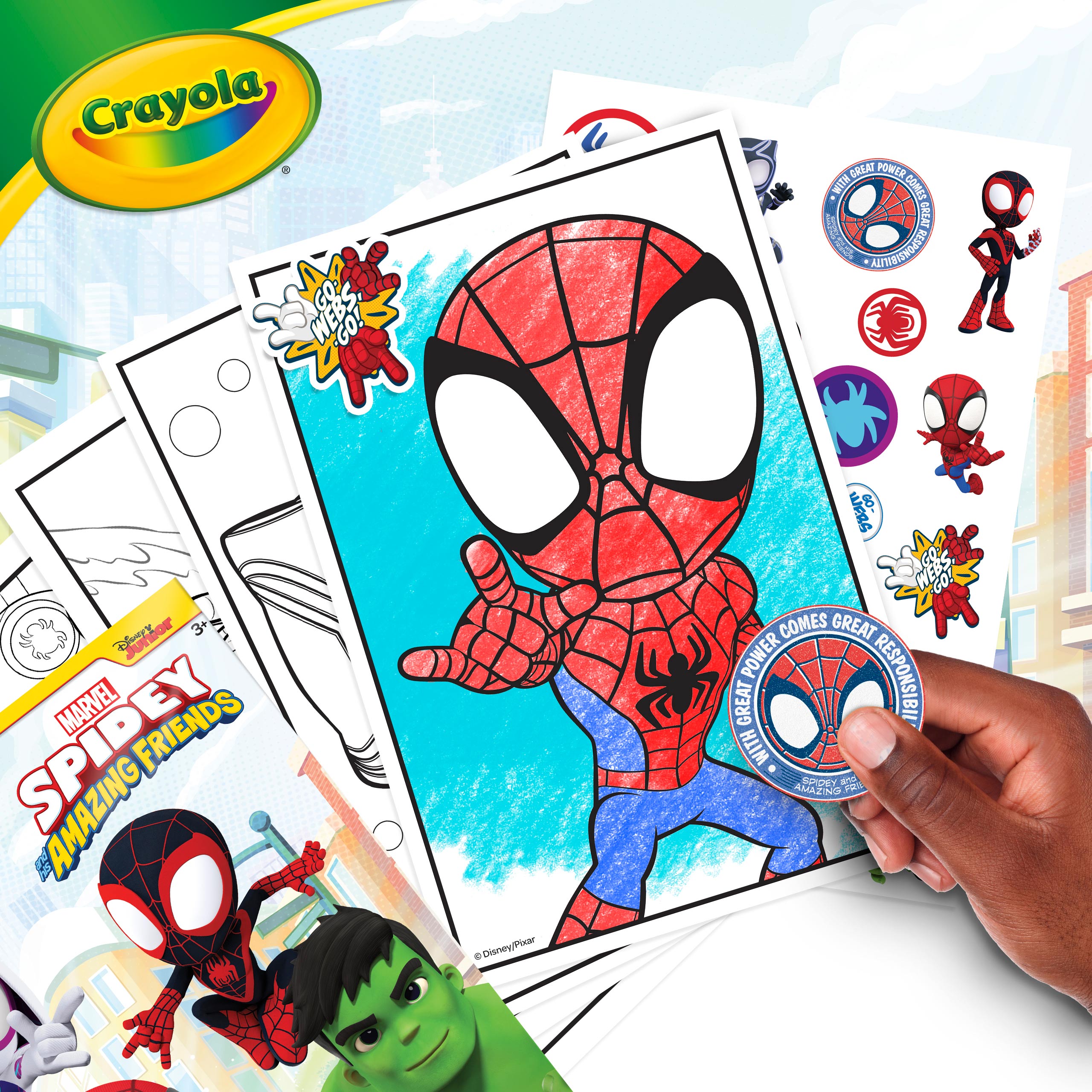 Crayola colour sticker book spidey friends â crayola nada