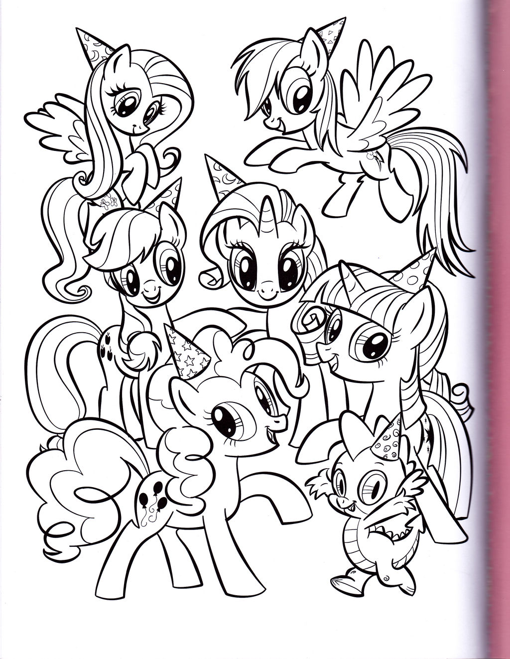 Mane and spike party mlp coloring book by kwark on