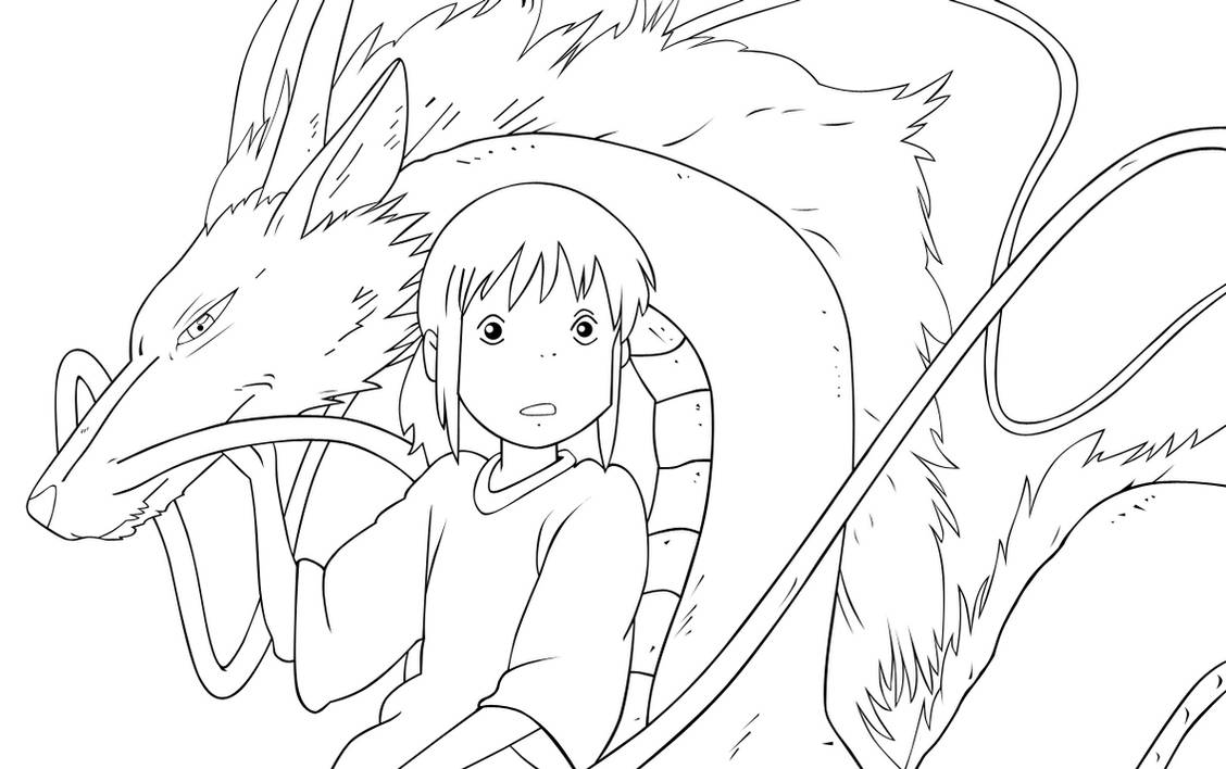 Chihiro n haku outlines w bg by ilse on