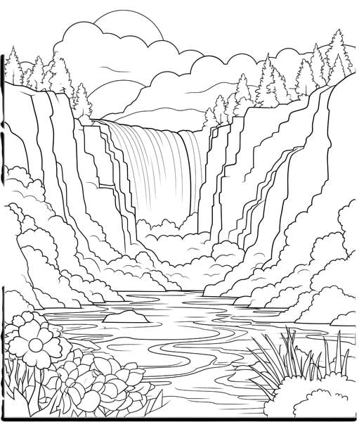 Free printable waterfall coloring pages list
