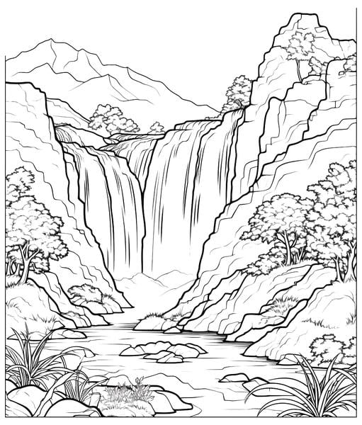 Free printable waterfall coloring pages list