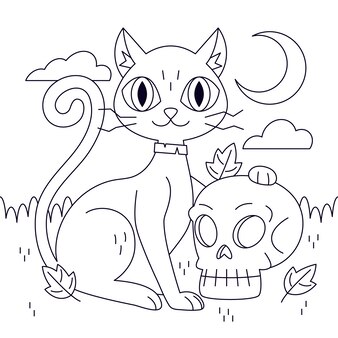 Halloween cat coloring pages images