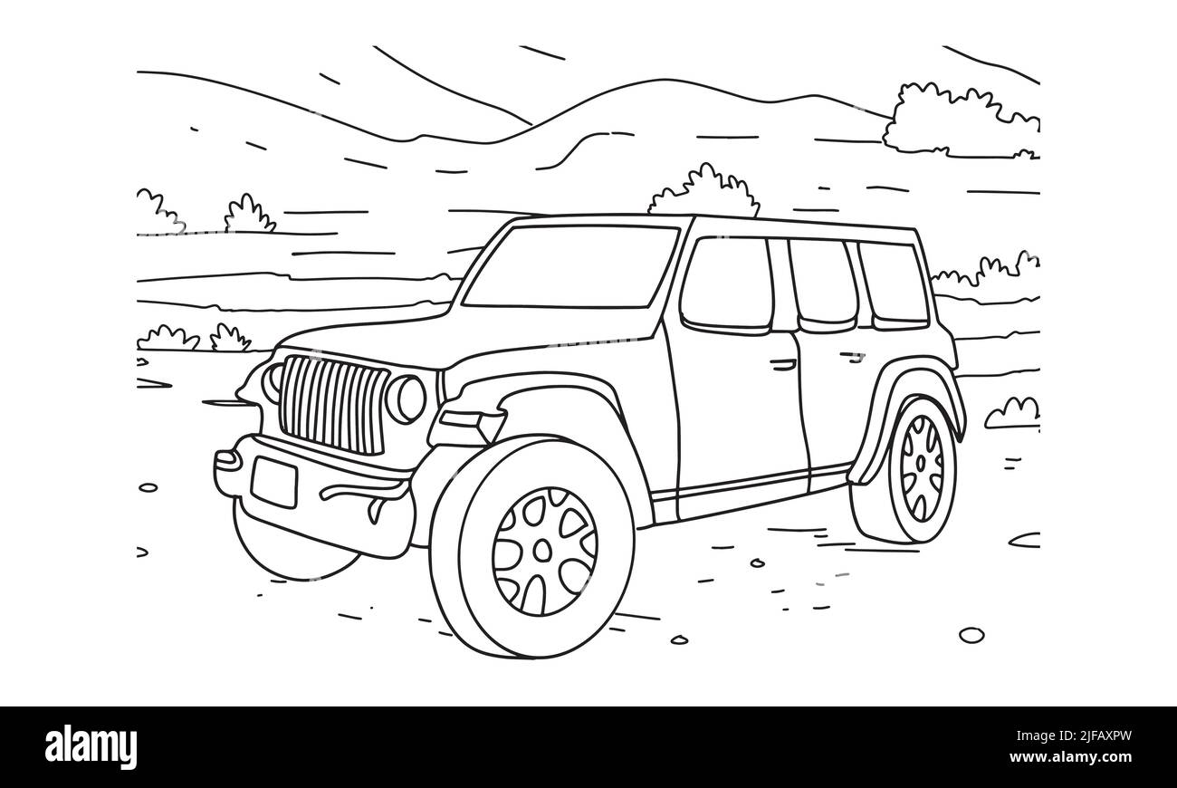 Sports car line drawing black and white stock photos images