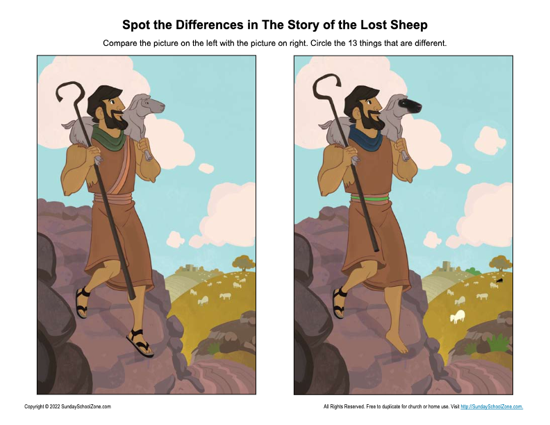 Free printable spot the differences bible activities sunday school zone