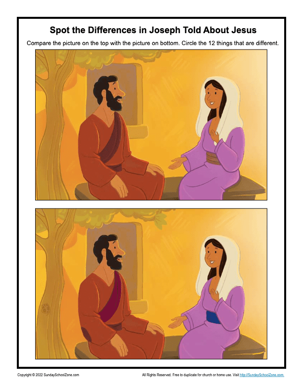 Free printable spot the differences bible activities sunday school zone