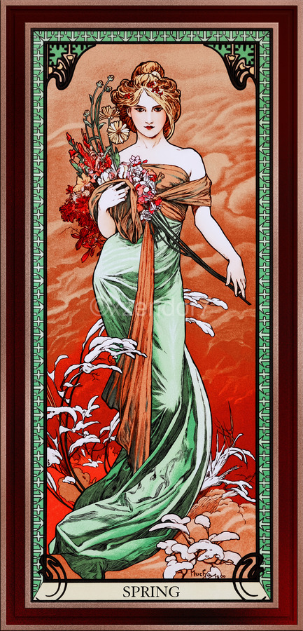 Spring by alphonse mucha vintage art xzendor old masters reproductions