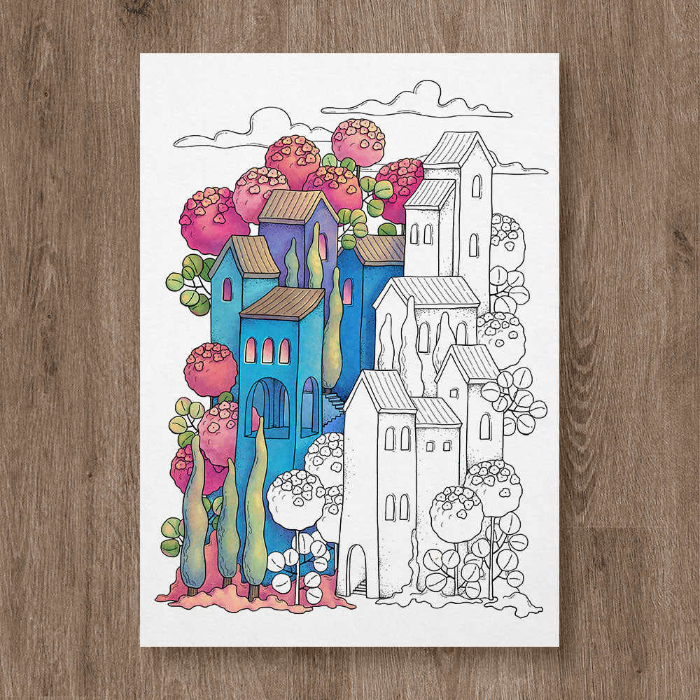 Spring castle coloring page â grifik